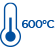 Lämpötila jopa 600°